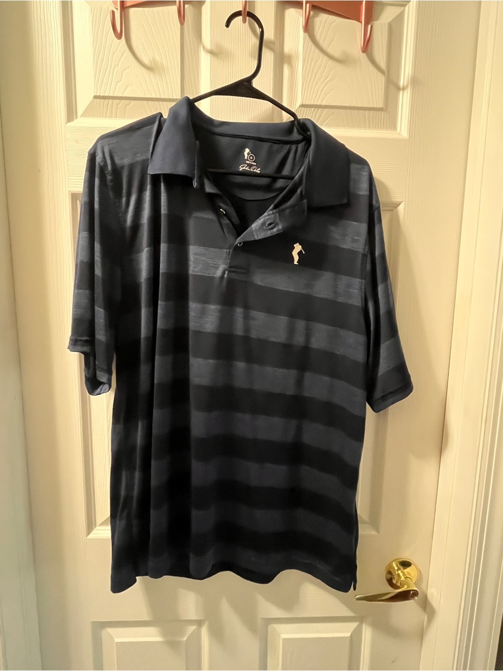 John Daly Men's XL Striped Polo Shirt - Navy